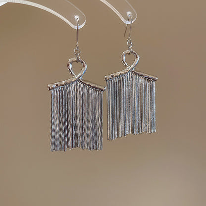 Tassel Stud Earrings For Women Featuring Electroplated Gold Plating And Zircon Inlay Material