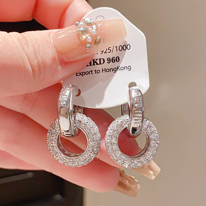 Retro Geometric Tassel Earrings For Women In Alloy With Zircon Inlay