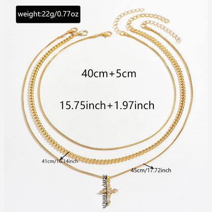 Cross Pendant Necklace For Women Featuring Electroplated Copper Material With Zircon Inlay