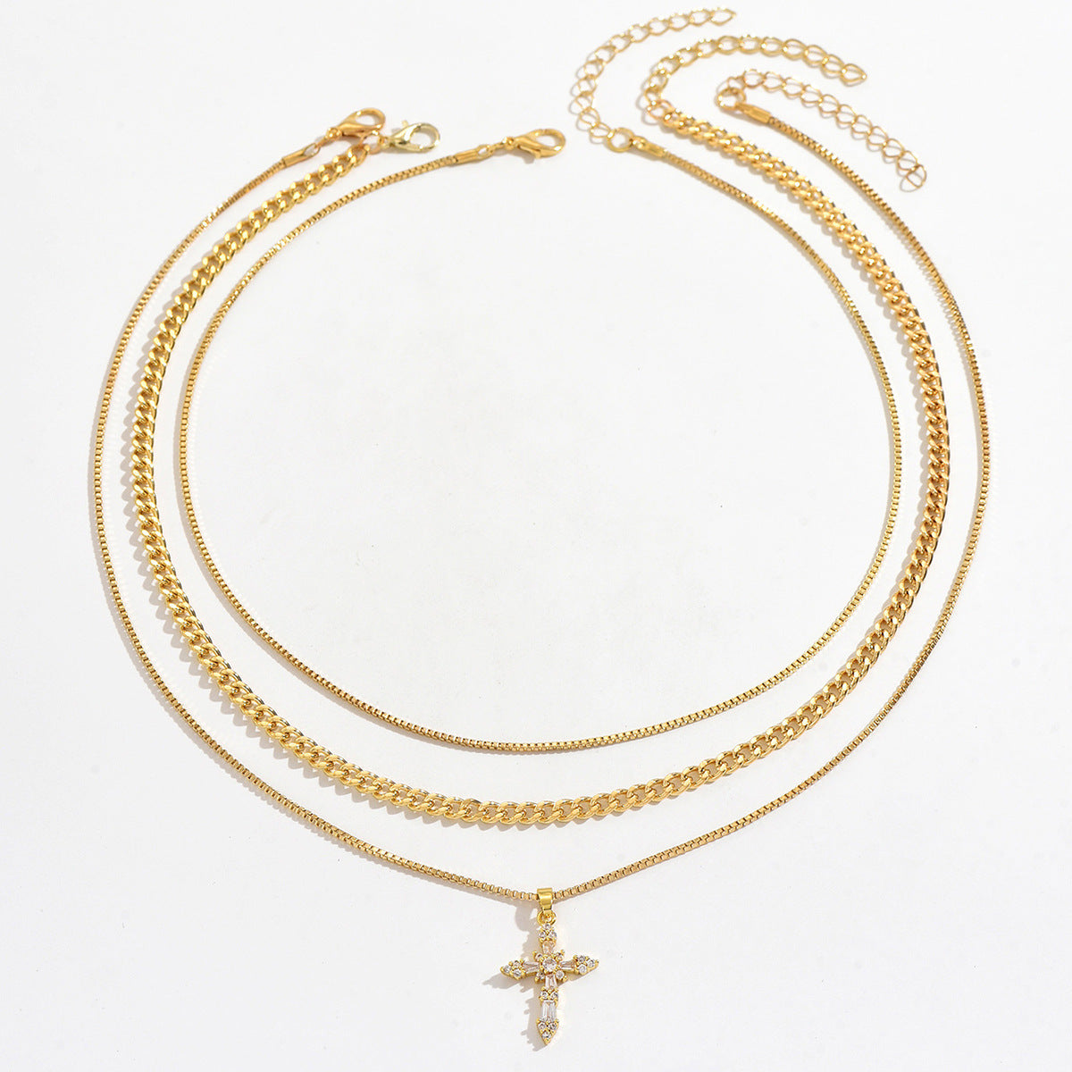 Cross Pendant Necklace For Women Featuring Electroplated Copper Material With Zircon Inlay