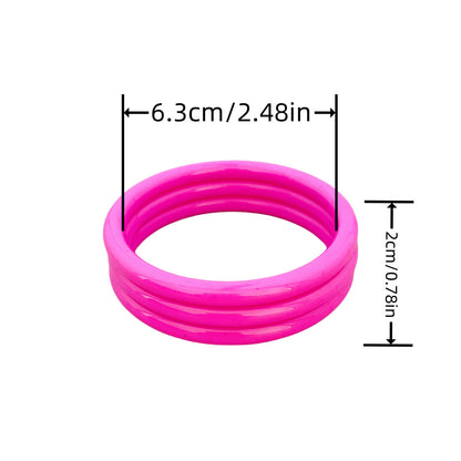 Style Rose Red Acrylic Circle Bangle For Women, 3 Pieces Set