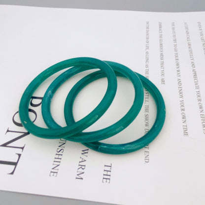 Style Rose Red Acrylic Circle Bangle For Women, 3 Pieces Set