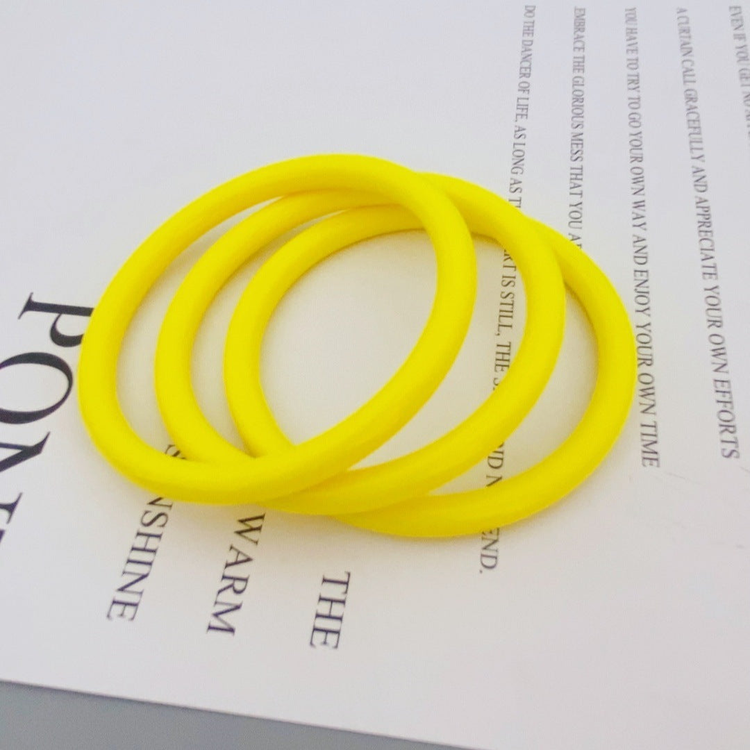 Style Rose Red Acrylic Circle Bangle For Women, 3 Pieces Set