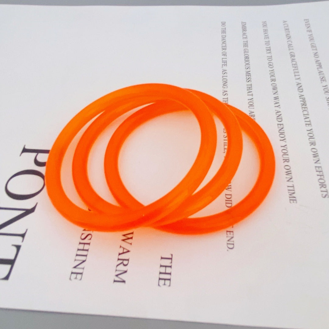Style Rose Red Acrylic Circle Bangle For Women, 3 Pieces Set