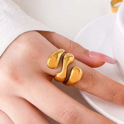 For Women Irregular Rings Crafted From 304 Stainless Steel With Electroplated 18K Real Gold Plated And PVD Coated Finish