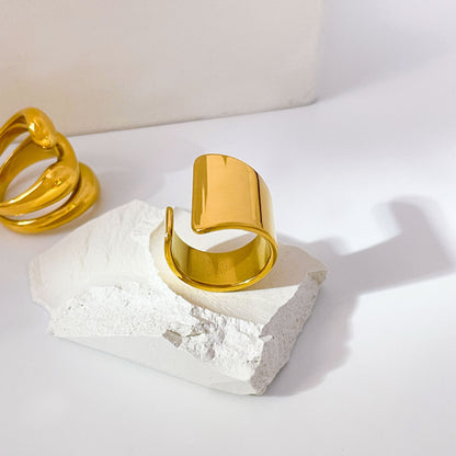 For Women Irregular Rings Crafted From 304 Stainless Steel With Electroplated 18K Real Gold Plated And PVD Coated Finish