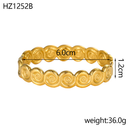 For Unisex Geometric Three-dimensional Bangle In Titanium Steel With 18K Gold Plated PVD Coating