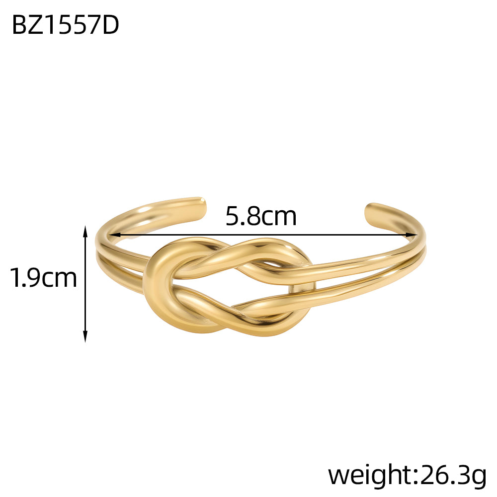 For Unisex Geometric Three-dimensional Bangle In Titanium Steel With 18K Gold Plated PVD Coating