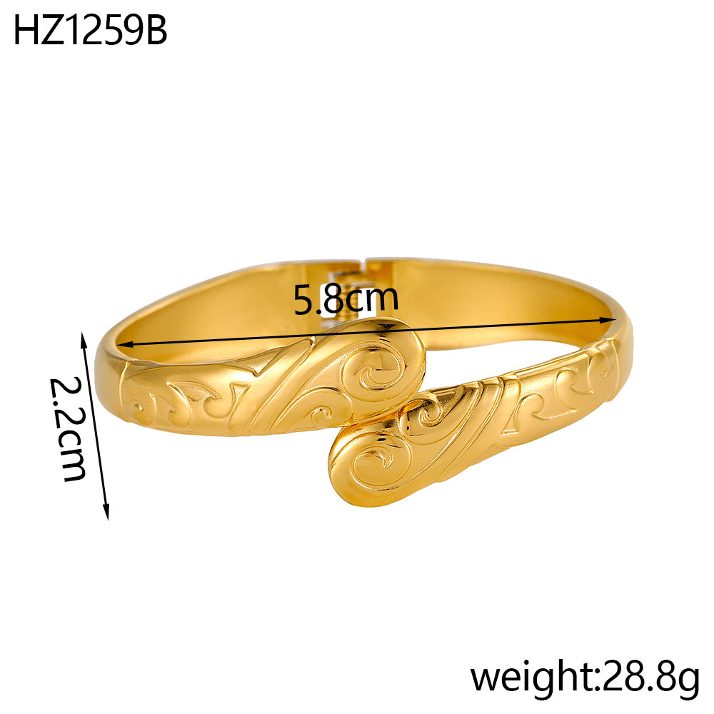 For Unisex Geometric Three-dimensional Bangle In Titanium Steel With 18K Gold Plated PVD Coating