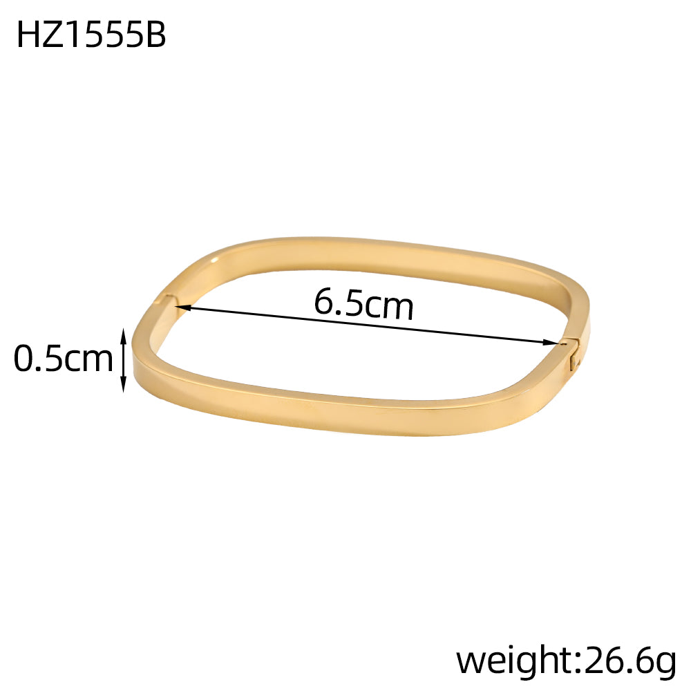 For Unisex Geometric Three-dimensional Bangle In Titanium Steel With 18K Gold Plated PVD Coating