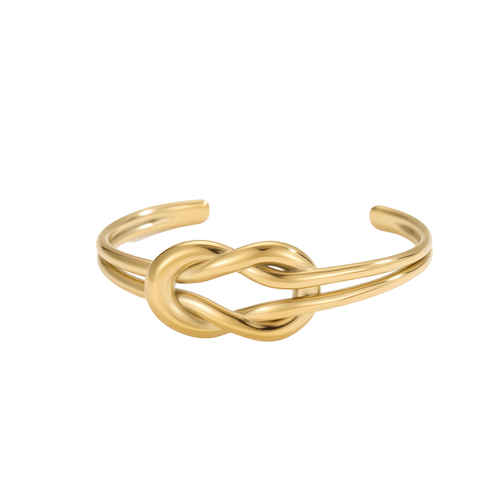 For Unisex Geometric Three-dimensional Bangle In Titanium Steel With 18K Gold Plated PVD Coating
