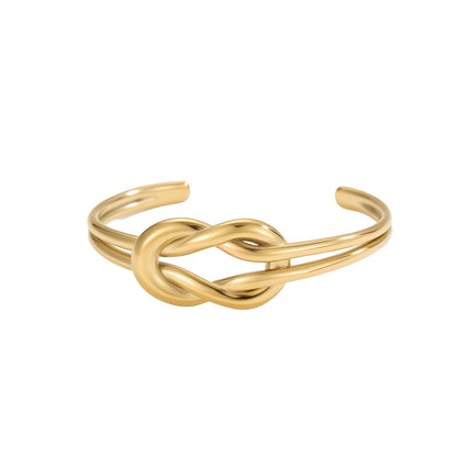 For Unisex Geometric Three-dimensional Bangle In Titanium Steel With 18K Gold Plated PVD Coating
