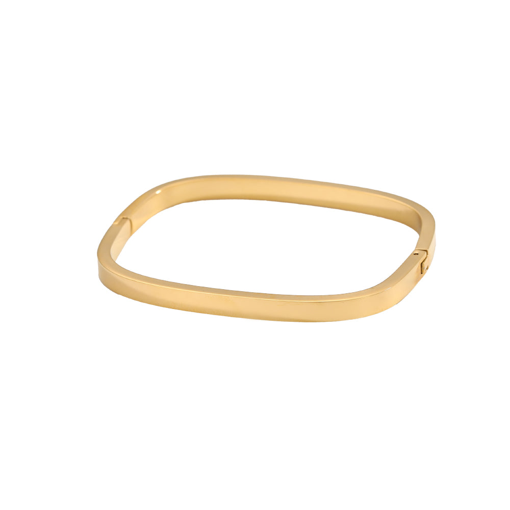 For Unisex Geometric Three-dimensional Bangle In Titanium Steel With 18K Gold Plated PVD Coating