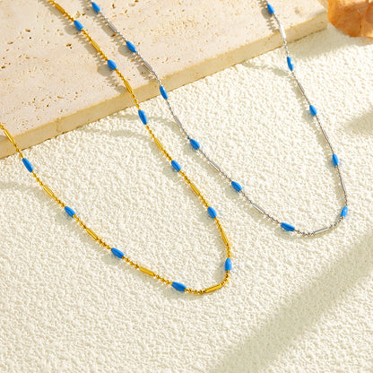 Bohemian Ocean Pattern Necklace For Women In 304 Stainless Steel With Electroplated Finish And Turquoise Inlay