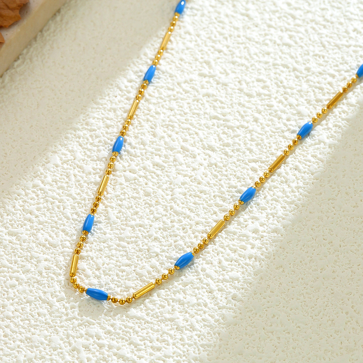 Bohemian Ocean Pattern Necklace For Women In 304 Stainless Steel With Electroplated Finish And Turquoise Inlay