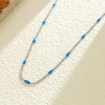 Bohemian Ocean Pattern Necklace For Women In 304 Stainless Steel With Electroplated Finish And Turquoise Inlay