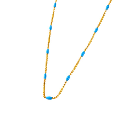 Bohemian Ocean Pattern Necklace For Women In 304 Stainless Steel With Electroplated Finish And Turquoise Inlay