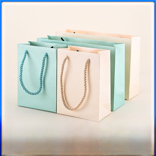 Green Solid Color Paper Card Gift Bags Household Bag For Party And Storage Use