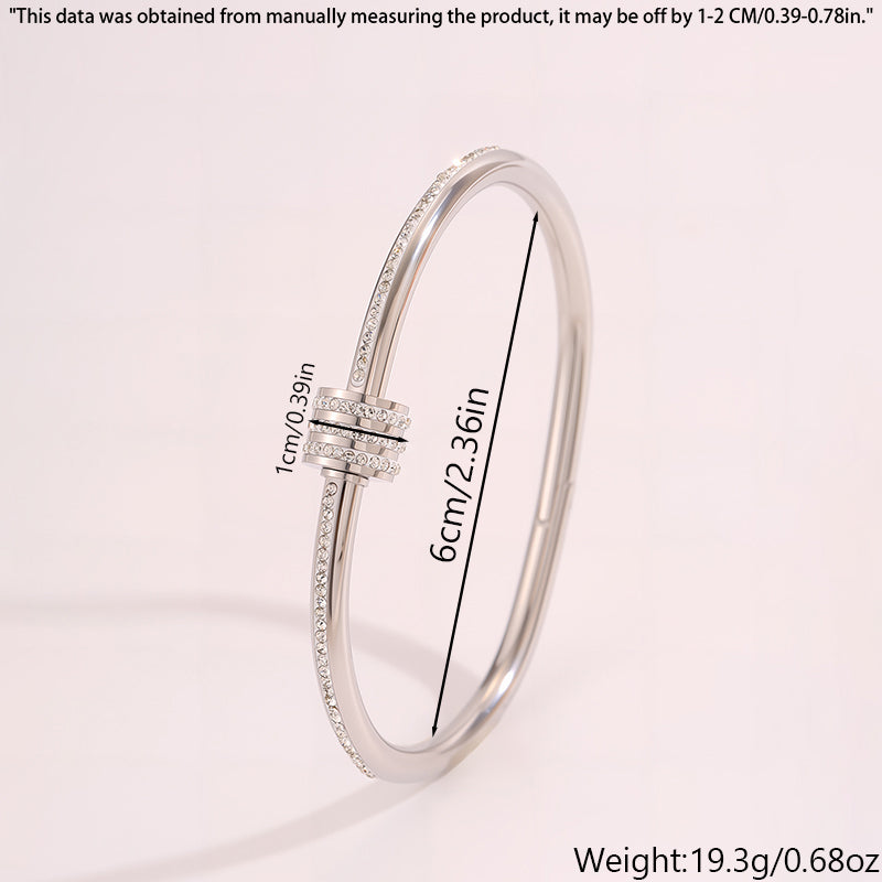 Solid Color Unisex Bangle For Super Bowl Featuring 304 Stainless Steel With 18K Real Gold Plated And Zircon Inlay