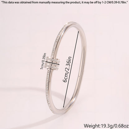 Solid Color Unisex Bangle For Super Bowl Featuring 304 Stainless Steel With 18K Real Gold Plated And Zircon Inlay