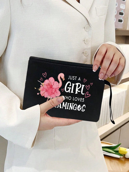 Women’s Square Polyester Cosmetic Bag With Animal Pattern, Suitable For All Seasons