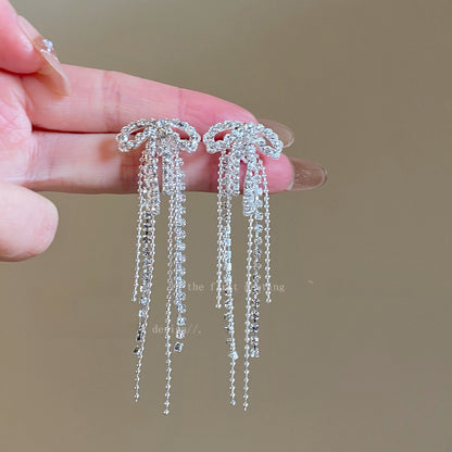 Tassel Stud Earrings For Women Featuring Electroplated Gold Plating And Zircon Inlay Material