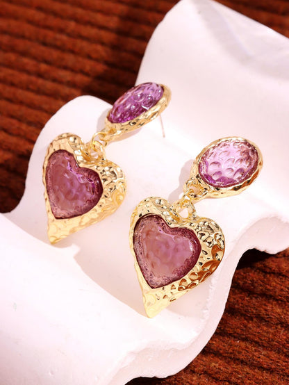 Retro Geometric Stud Earrings For Women Featuring Zinc Alloy Material With Blue Rhinestone Inlay