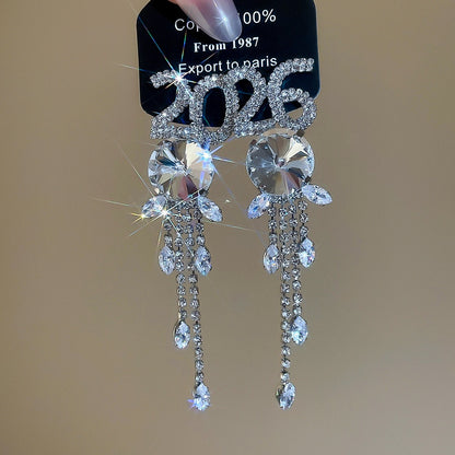 Tassel Stud Earrings For Women Featuring Electroplated Gold Plating And Zircon Inlay Material