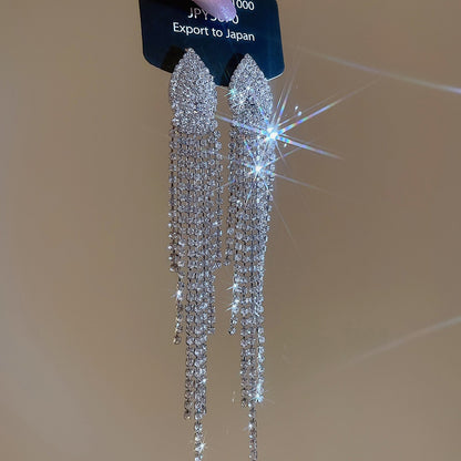 Tassel Stud Earrings For Women Featuring Electroplated Gold Plating And Zircon Inlay Material