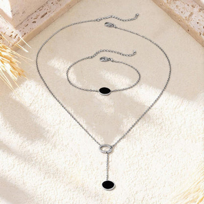Round Three-dimensional Jewelry Set For Women In 304 Stainless Steel With 18K Real Gold Plated Cable Chain