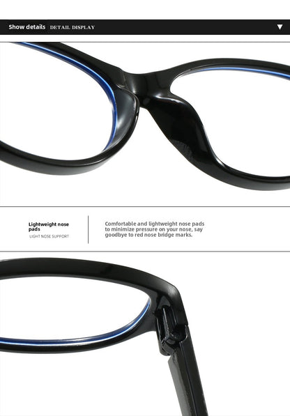 Vintage Oval Frame Blue Light Blocking Glasses Non-Prescription Lenses Multi-Functional Optical Frame For Men And Women Daily Wear