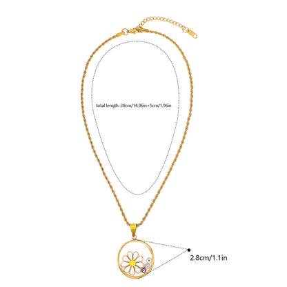 Rotatable Snowflake Necklace For Women In Gold Titanium Steel With Zircon Inlay And Cable Chain