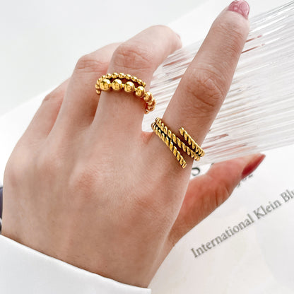 Irregular Pattern Women's Rings In Electroplated 304 Stainless Steel With 18K Gold Plated And PVD Coated Finish