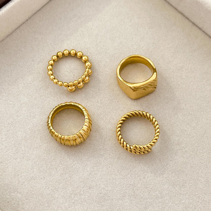 Irregular Pattern Women's Rings In Electroplated 304 Stainless Steel With 18K Gold Plated And PVD Coated Finish