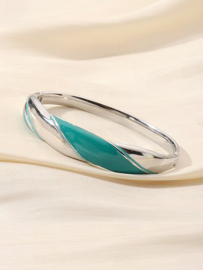 Exaggerated Circle Bangle For Women In Titanium Steel With Enamel Craft And 18K Real Gold Electroplated Finish
