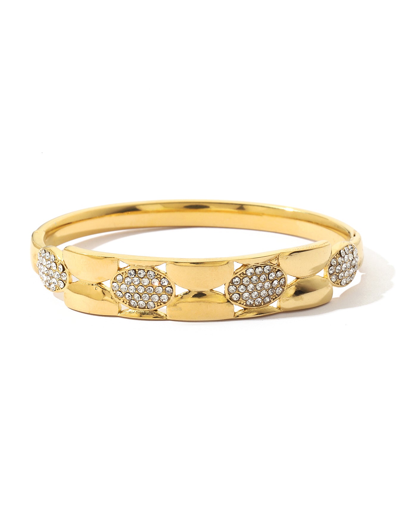 Waterproof Non Tarnish Circle Bangle For Women Made Of Titanium Steel Featuring 18K Real Gold Electroplated Finish