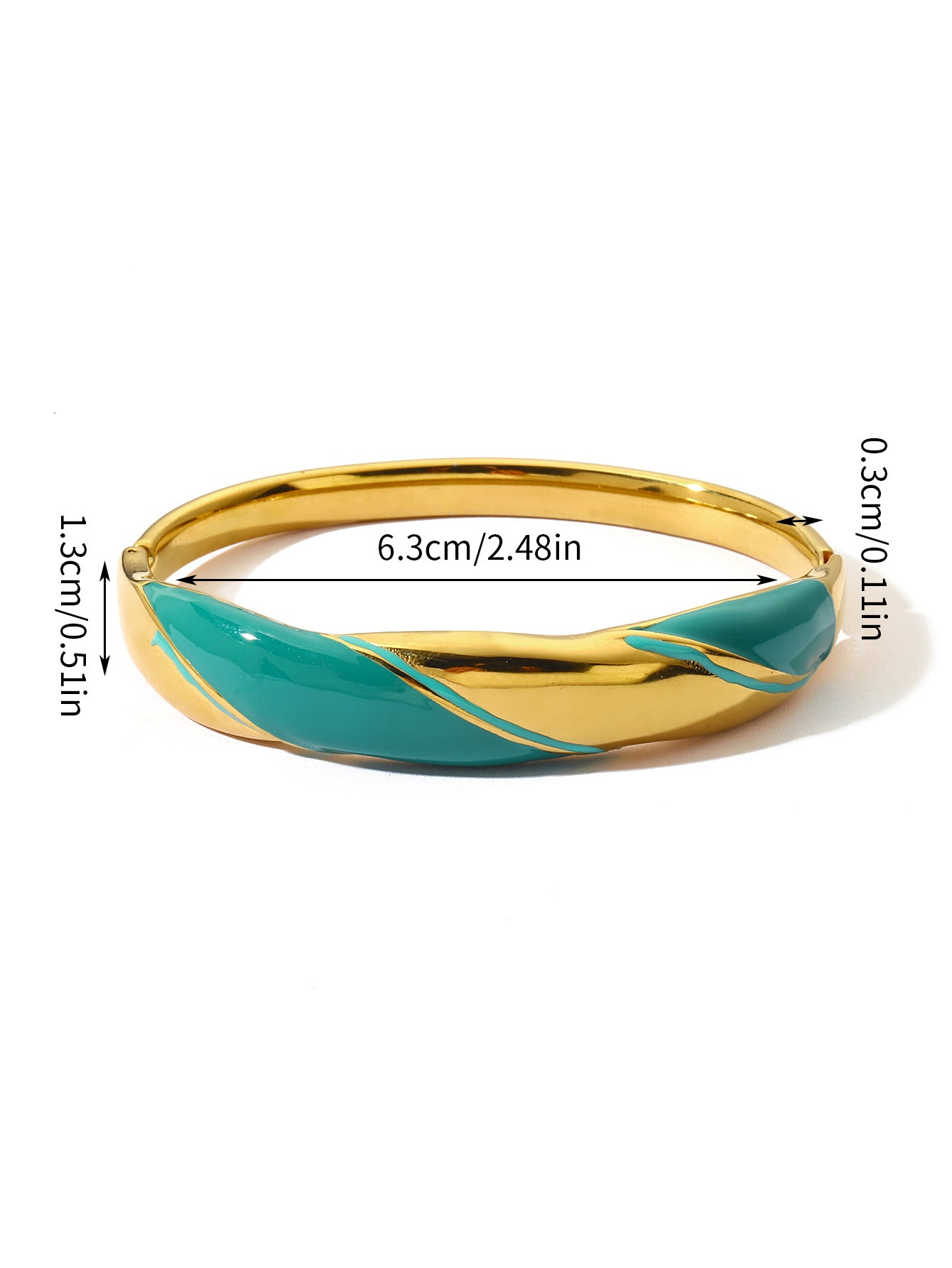 Exaggerated Circle Bangle For Women In Titanium Steel With Enamel Craft And 18K Real Gold Electroplated Finish