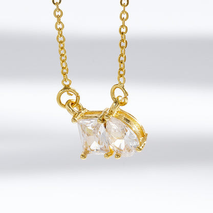 Geometric Birthday Pendant Necklace For Women In Golden Plated Copper With Birthstone Inlay