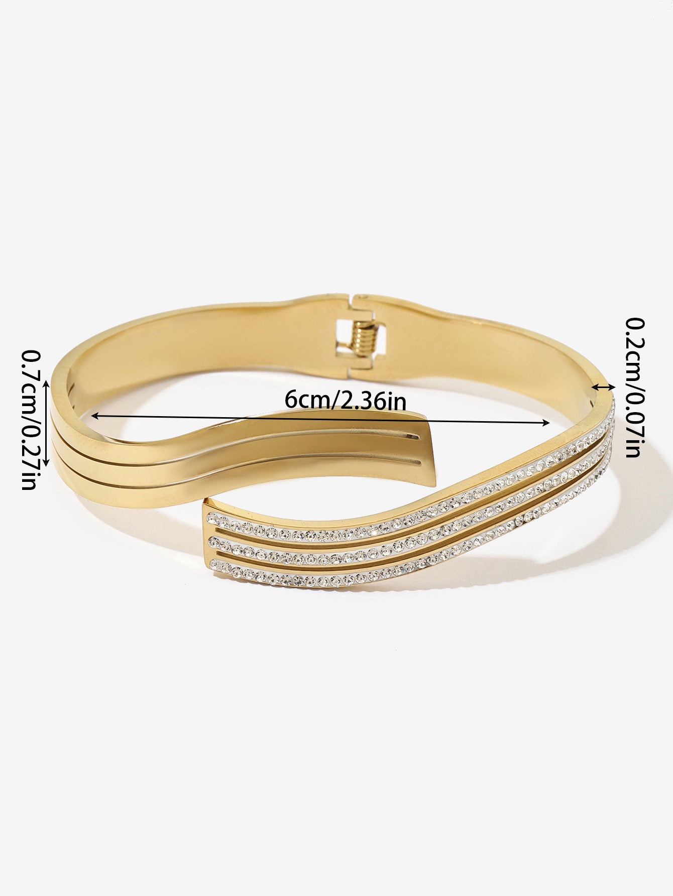 Exaggerated Lines Bangle For Women In Titanium Steel With Golden Electroplated Finish