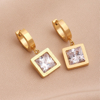 Geometric Drop Earrings For Women In New Style, Made Of Waterproof Non Tarnish Titanium Steel