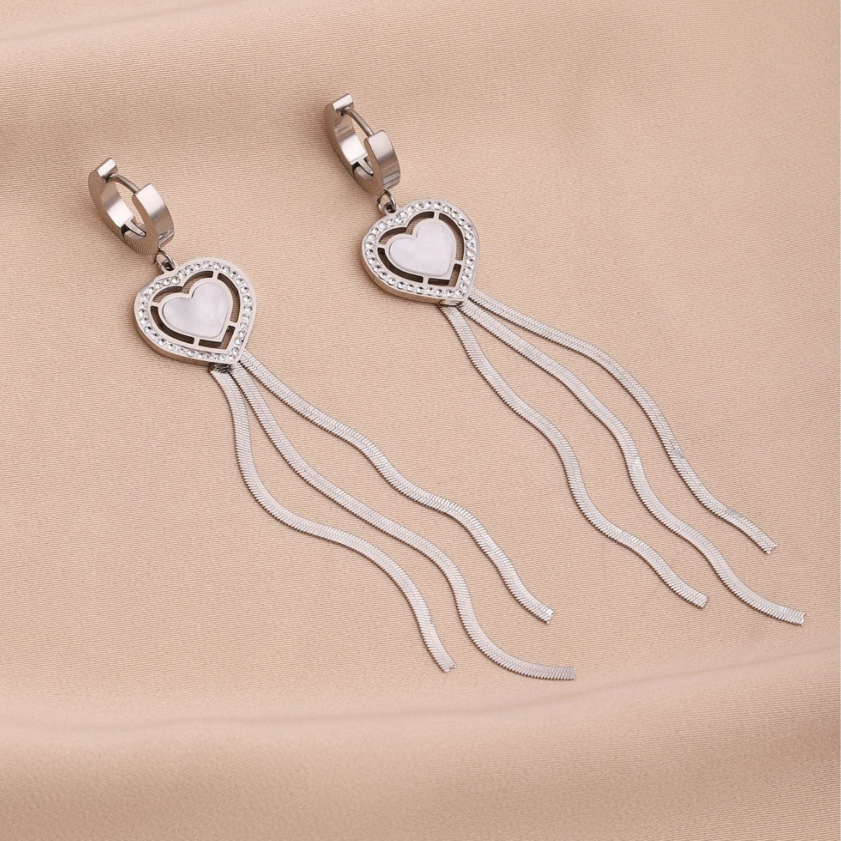 Round Tassel Earrings For Women Made Of Titanium Steel Featuring A Golden Drop Design