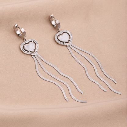 Round Tassel Earrings For Women Made Of Titanium Steel Featuring A Golden Drop Design
