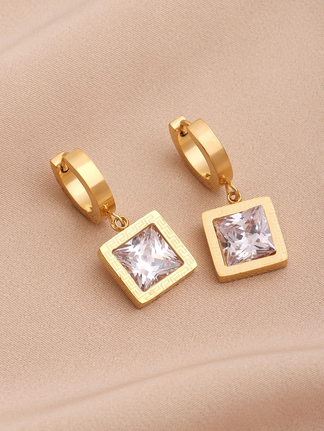 Geometric Drop Earrings For Women In New Style, Made Of Waterproof Non Tarnish Titanium Steel
