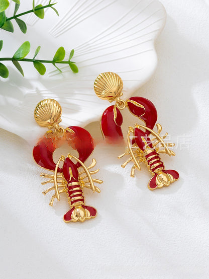 For Women Red Animal Zodiac Drop Earrings By Mei Ai Cheng, Unique Style, Summer , Made In Qingdao