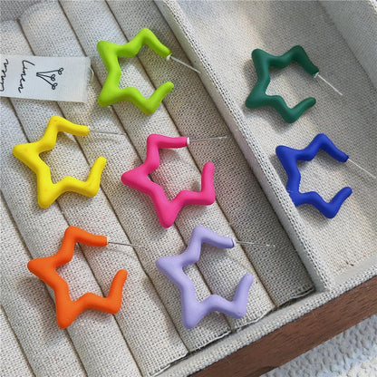 Star Pattern Acrylic Earrings For Women In Colour