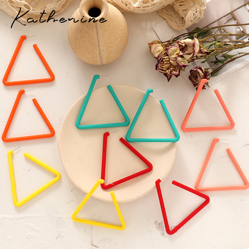 Exaggerated Geometric Large Earrings For Women In Yellow And Green Acrylic With Stoving Varnish Finish