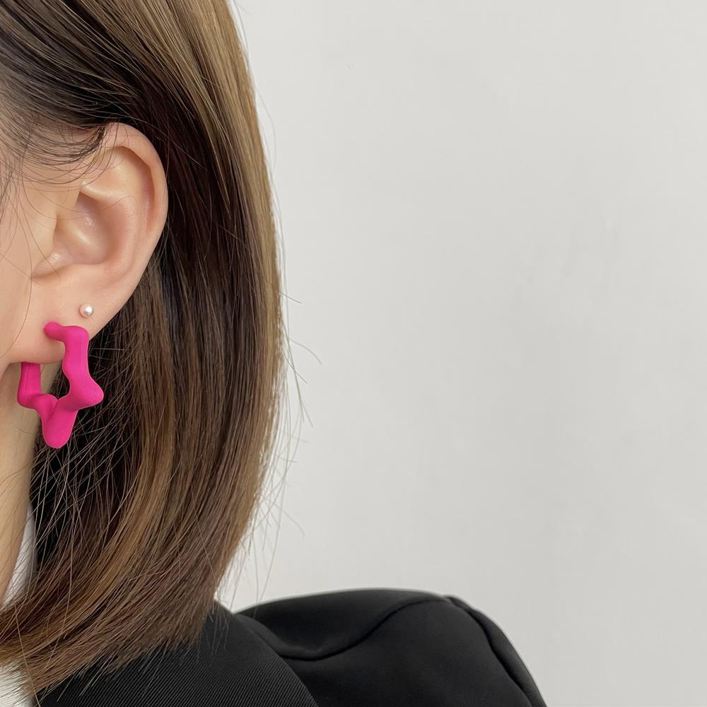 Star Pattern Acrylic Earrings For Women In Colour