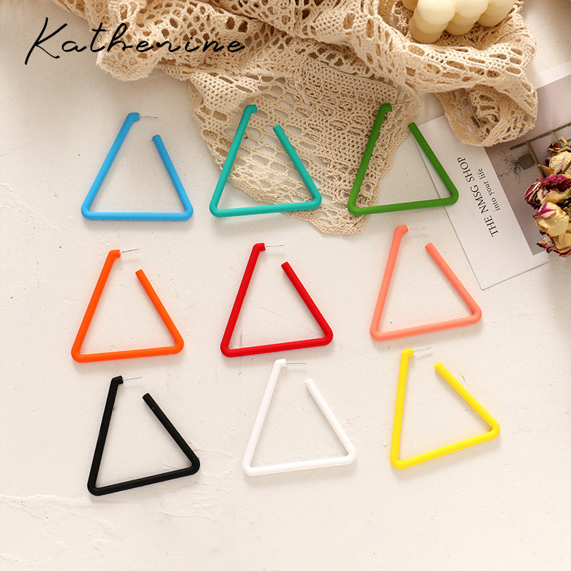 Exaggerated Geometric Large Earrings For Women In Yellow And Green Acrylic With Stoving Varnish Finish