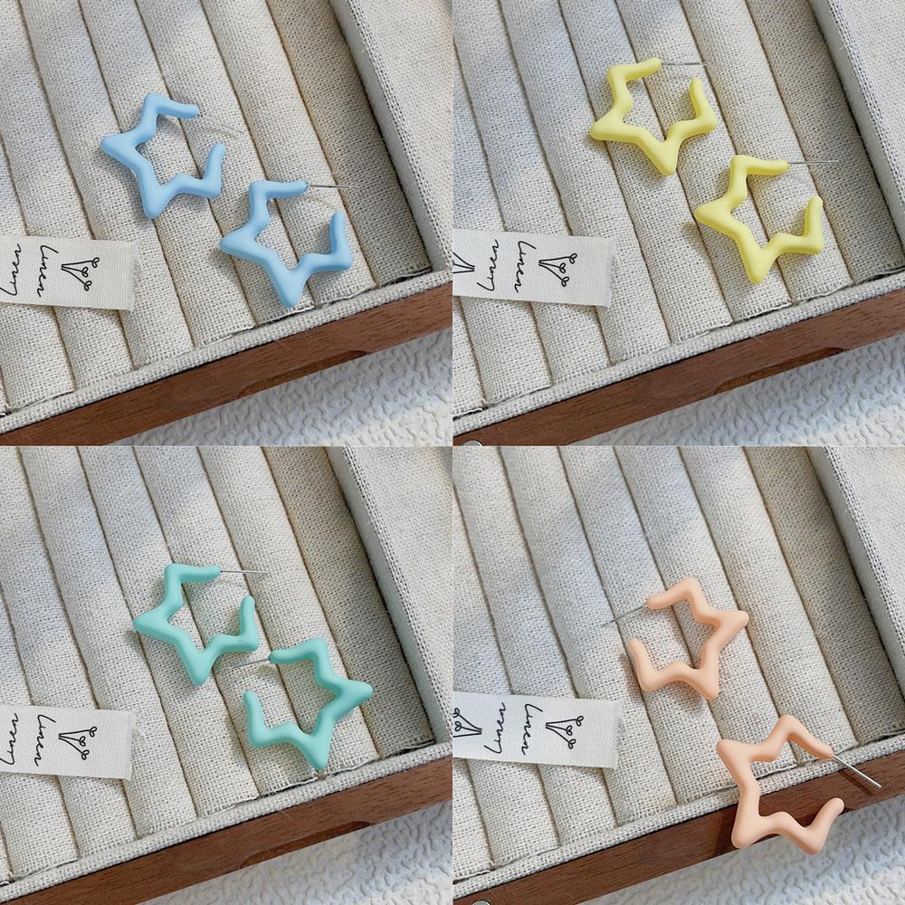 Star Pattern Acrylic Earrings For Women In Colour