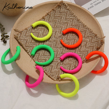 Exaggerated Fluorescent Green Acrylic Candy Earrings For Women With Stoving Varnish Finish